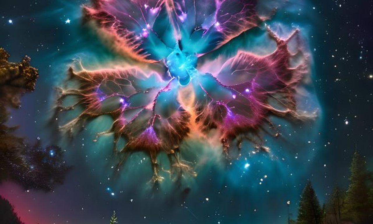 illustBuy NFT - 外星森林上的彩色星雲